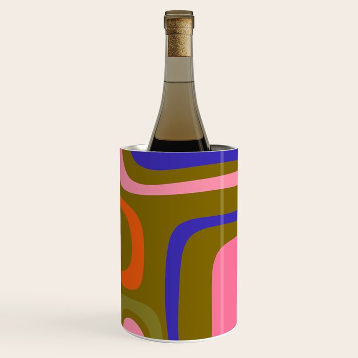 Palm Springs Retro Mid Century Modern Colorful Abstract Pattern Olive Khaki Green Pink Blue Orange Wine Chiller Gallery Image 3