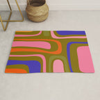 Palm Springs Retro Mid Century Modern Colorful Abstract Pattern Olive Khaki Green Pink Blue Orange Rug Gallery Image 1