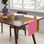 Palm Springs Retro Mid Century Modern Colorful Abstract Pattern Olive Khaki Green Pink Blue Orange Table Runner Gallery Image 2