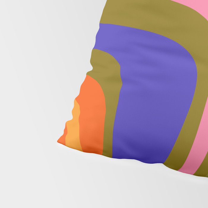 Palm Springs Retro Mid Century Modern Colorful Abstract Pattern Olive Khaki Green Pink Blue Orange Pillow Sham Gallery Image 4