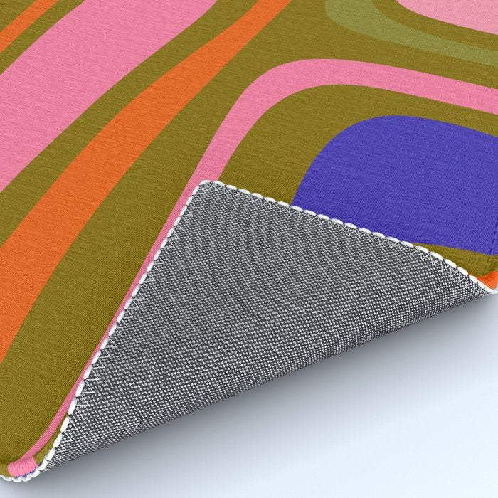Palm Springs Retro Mid Century Modern Colorful Abstract Pattern Olive Khaki Green Pink Blue Orange Rug Gallery Image 4