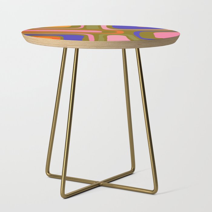 Palm Springs Retro Mid Century Modern Colorful Abstract Pattern Olive Khaki Green Pink Blue Orange Side Table Gallery Image 1