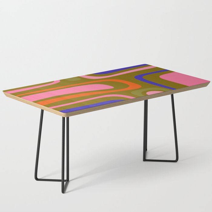 Palm Springs Retro Mid Century Modern Colorful Abstract Pattern Olive Khaki Green Pink Blue Orange Coffee Table Gallery Image 1