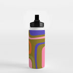 Palm Springs Retro Mid Century Modern Colorful Abstract Pattern Olive Khaki Green Pink Blue Orange Water Bottle Gallery Image 2