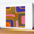 Palm Springs Retro Mid Century Modern Colorful Abstract Pattern Olive Khaki Green Pink Blue Orange Wall Mural Gallery Image 2