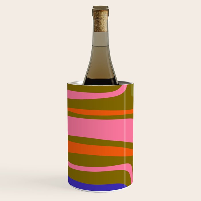 Palm Springs Retro Mid Century Modern Colorful Abstract Pattern Olive Khaki Green Pink Blue Orange Wine Chiller Gallery Image 2