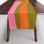 Palm Springs Retro Mid Century Modern Colorful Abstract Pattern Olive Khaki Green Pink Blue Orange Table Runner Gallery Image 1