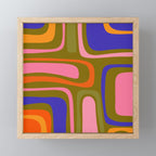 Palm Springs Retro Mid Century Modern Colorful Abstract Pattern Olive Khaki Green Pink Blue Orange Mini Art Print Gallery Image 1