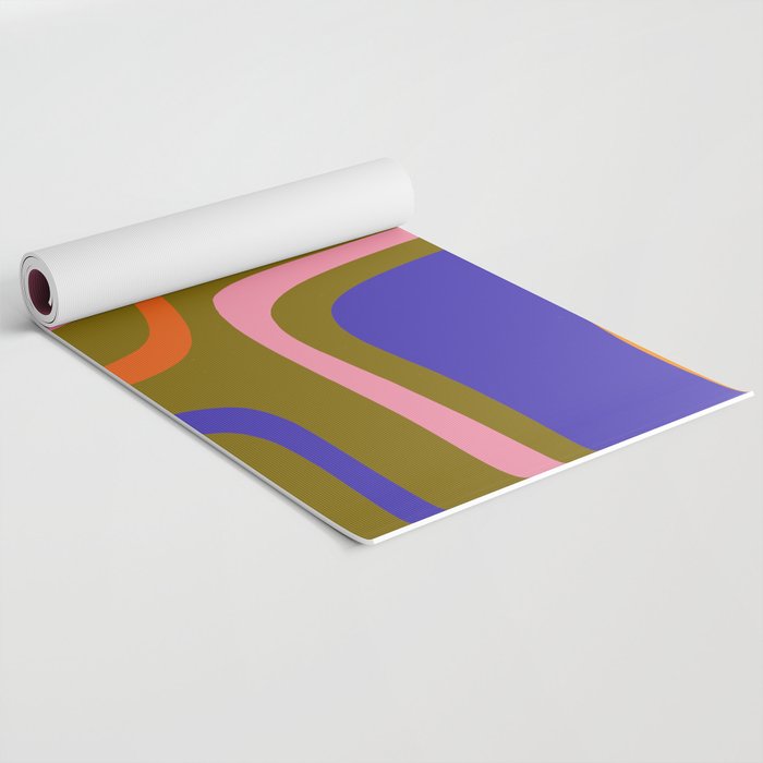 Palm Springs Retro Mid Century Modern Colorful Abstract Pattern Olive Khaki Green Pink Blue Orange Yoga Mat Gallery Image 2