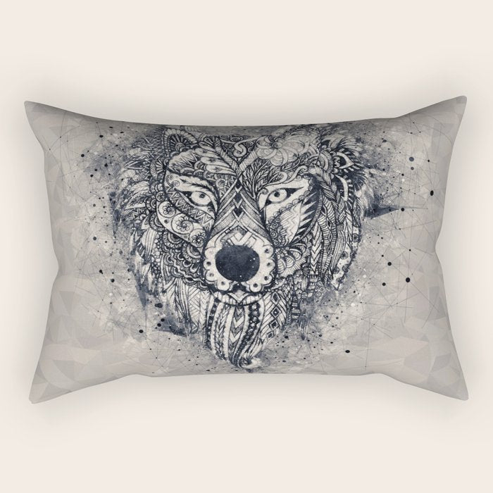 Native American Wolf Rectangular Pillow Gallery Image 1