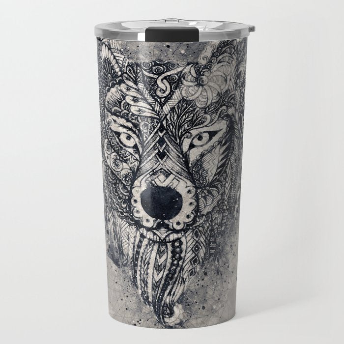 Native American Wolf Travel Mug Gallery Image 1