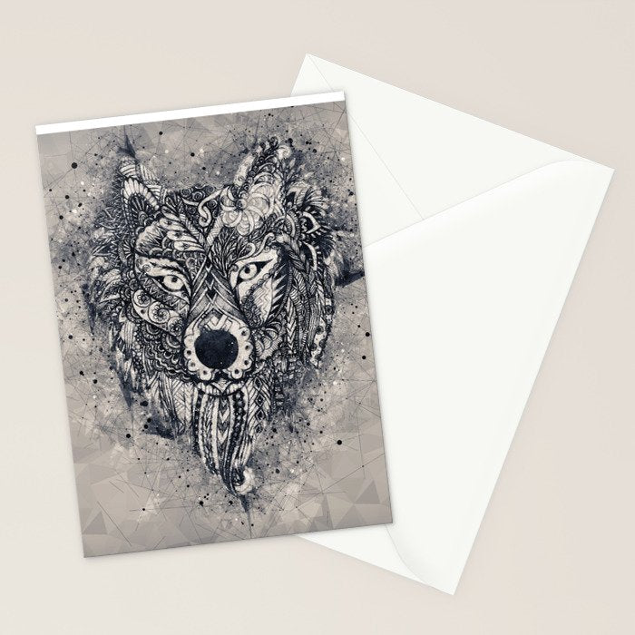 Native American Wolf Stationery Card Gallery Image 2