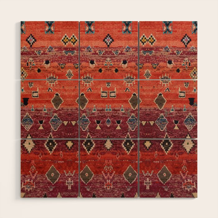 Traditional Oriental Moroccan Rug Design Wood Wall Art Gallery Image 1
