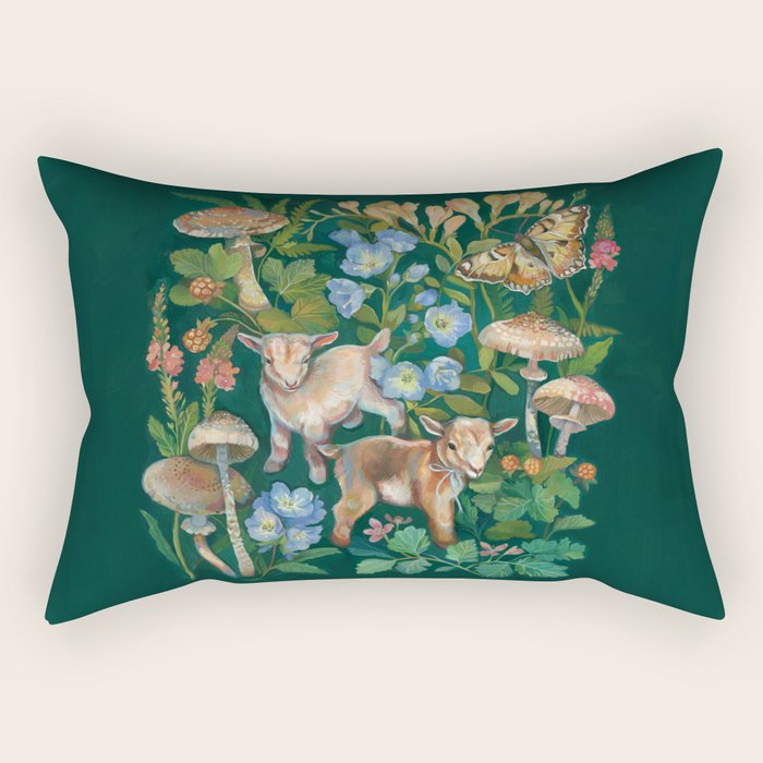 Baby Goat Garden Rectangular Pillow Gallery Image 1