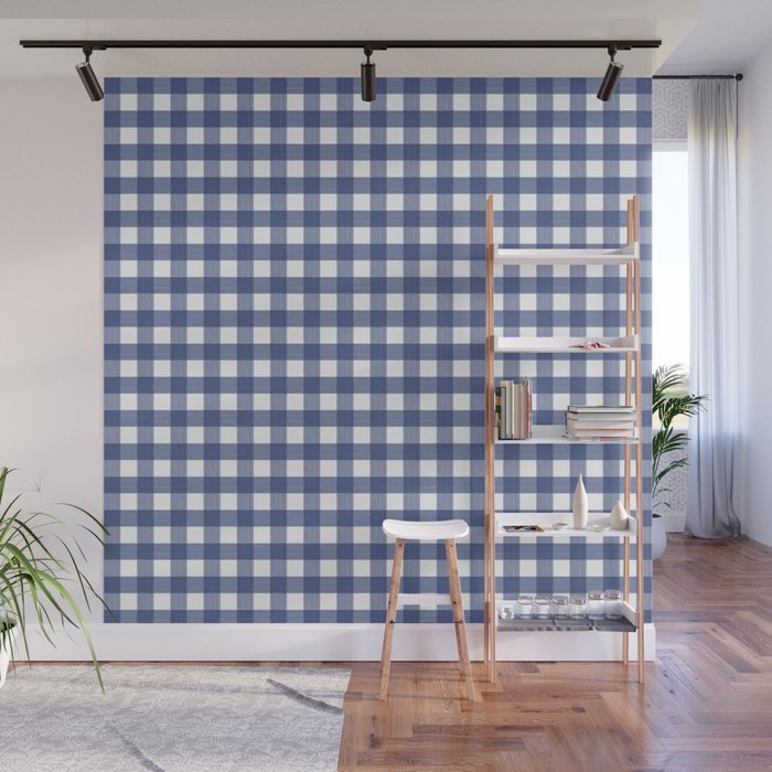 Blue Buffalo Check Wall Mural Gallery Image 1