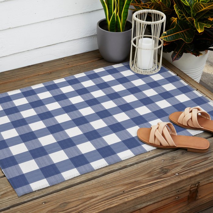 Blue Buffalo Check Outdoor Rug Gallery Image 2