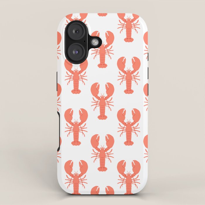 Red lobster sea food animal cartoon pattern iPhone Case Gallery Image 1