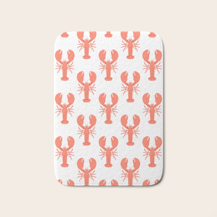 Red lobster sea food animal cartoon pattern Bath Mat Gallery Image 1