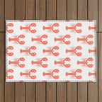 Red lobster sea food animal cartoon pattern Outdoor Rug Gallery Image 1
