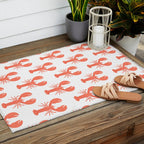Red lobster sea food animal cartoon pattern Outdoor Rug Gallery Image 2