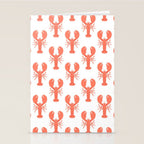 Red lobster sea food animal cartoon pattern Stationery Card Gallery Image 2