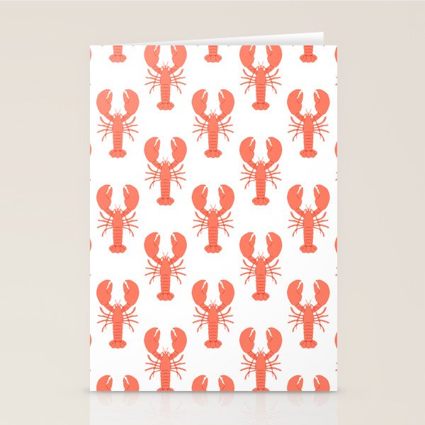Red lobster sea food animal cartoon pattern Stationery Card Gallery Image 2