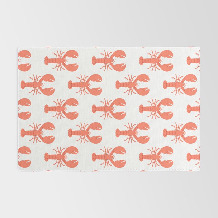 Red lobster sea food animal cartoon pattern Rug Gallery Image 2
