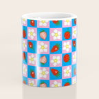 Strawberry Checkerboard - Blue And Pink Coffee Mug Gallery Image 4
