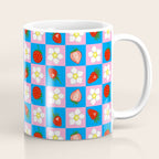 Strawberry Checkerboard - Blue And Pink Coffee Mug Gallery Image 1