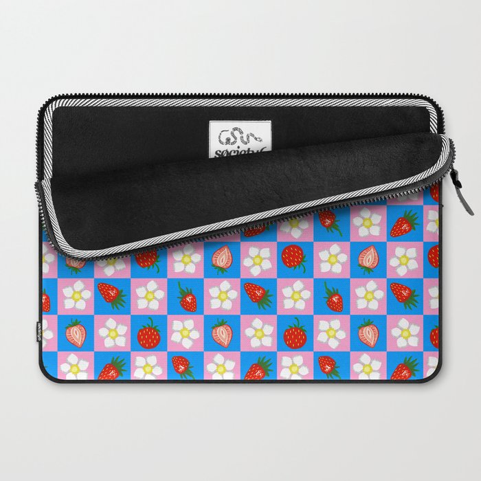 Strawberry Checkerboard - Blue And Pink Laptop Sleeve Gallery Image 2
