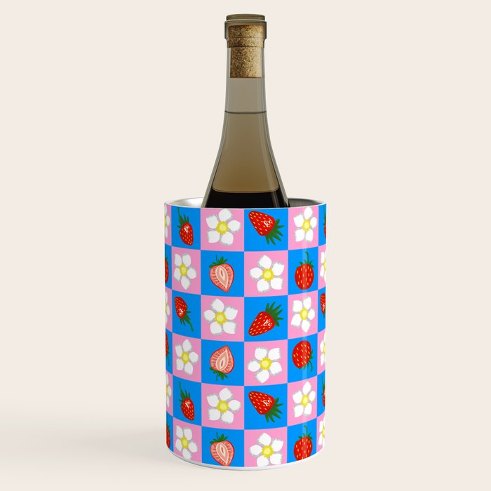 Strawberry Checkerboard - Blue And Pink Wine Chiller Gallery Image 1