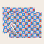 Strawberry Checkerboard - Blue And Pink Placemat Gallery Image 1