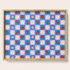 Strawberry Checkerboard - Blue And Pink Serving Tray Gallery Image 1