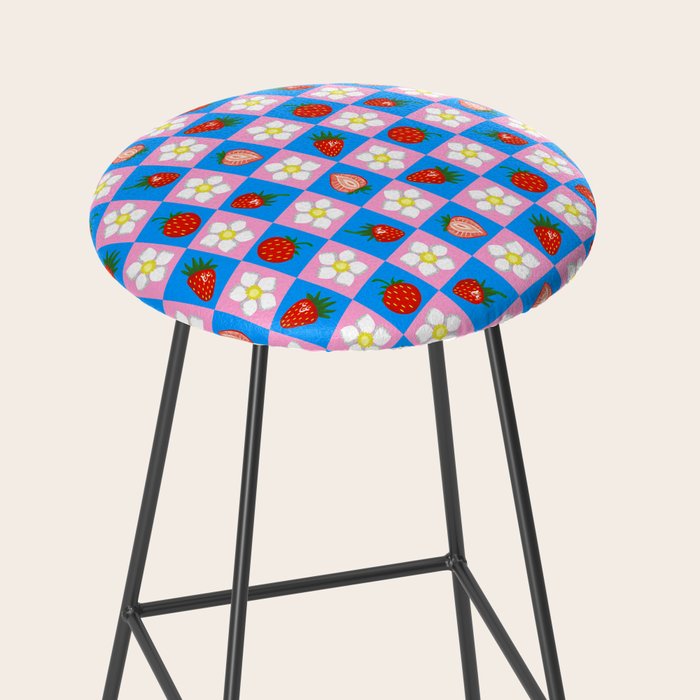 Strawberry Checkerboard - Blue And Pink Stool Gallery Image 2