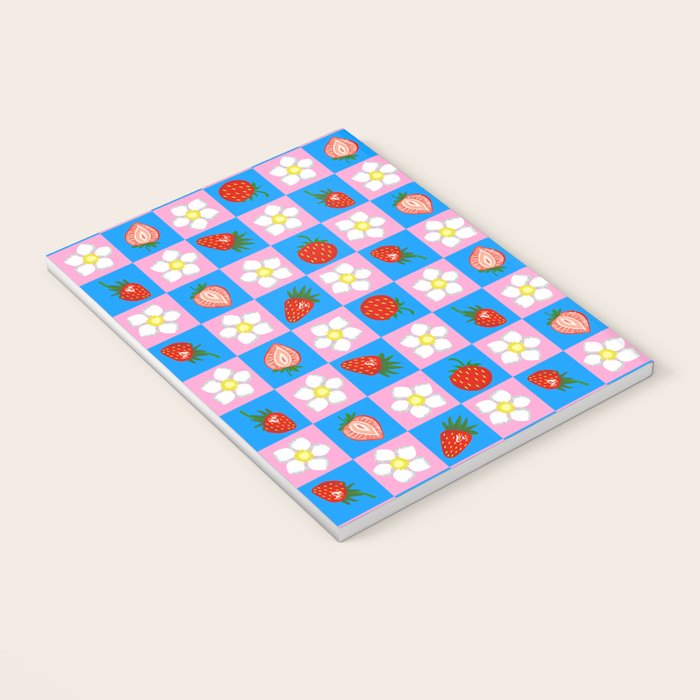 Strawberry Checkerboard - Blue And Pink Notebook Gallery Image 3