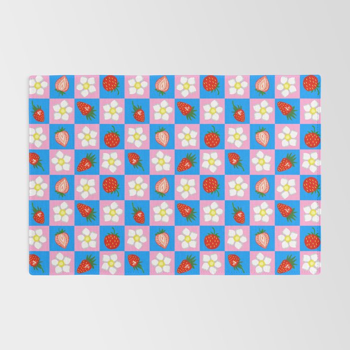 Strawberry Checkerboard - Blue And Pink Rug Gallery Image 2