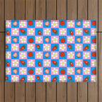 Strawberry Checkerboard - Blue And Pink Outdoor Rug Gallery Image 1