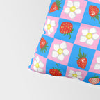 Strawberry Checkerboard - Blue And Pink Pillow Sham Gallery Image 4