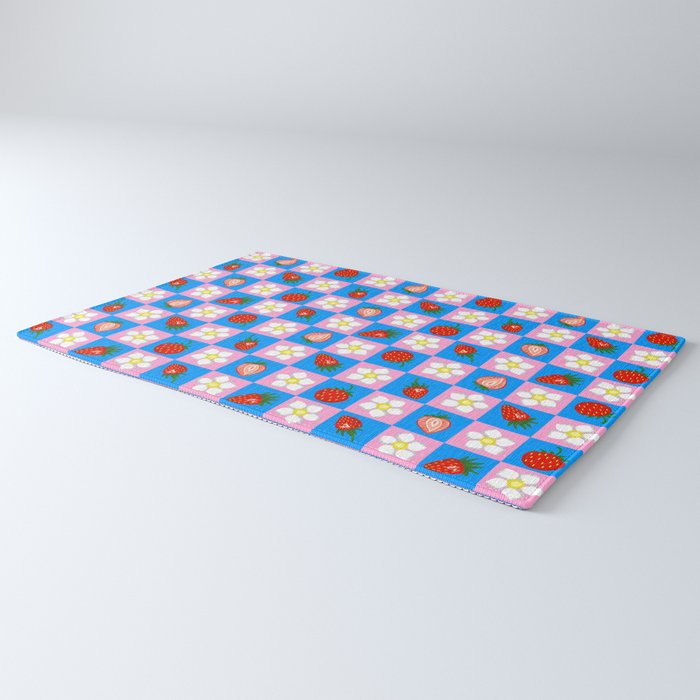 Strawberry Checkerboard - Blue And Pink Rug Gallery Image 3