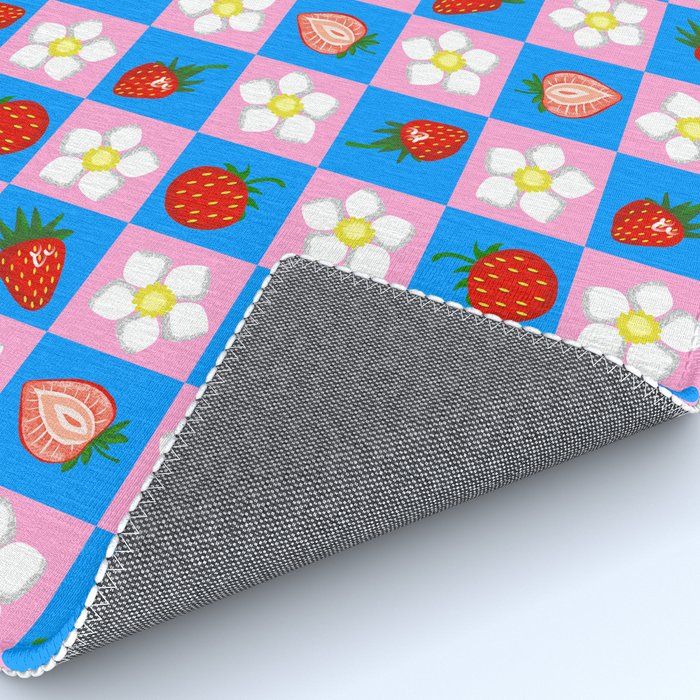 Strawberry Checkerboard - Blue And Pink Rug Gallery Image 4
