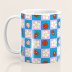 Strawberry Checkerboard - Blue And Pink Coffee Mug Gallery Image 3