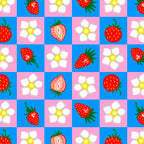 Strawberry Checkerboard - Blue And Pink Coffee Mug Gallery Image 2