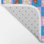 Strawberry Checkerboard - Blue And Pink Bath Mat Gallery Image 2