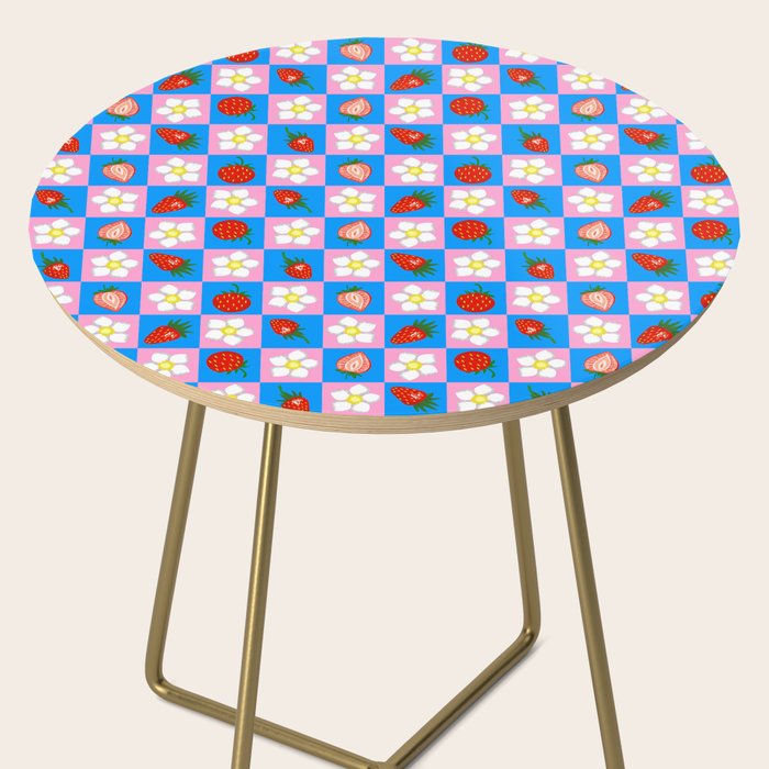 Strawberry Checkerboard - Blue And Pink Side Table Gallery Image 2