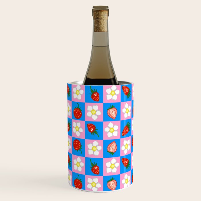 Strawberry Checkerboard - Blue And Pink Wine Chiller Gallery Image 3