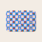 Strawberry Checkerboard - Blue And Pink Bath Mat Gallery Image 1