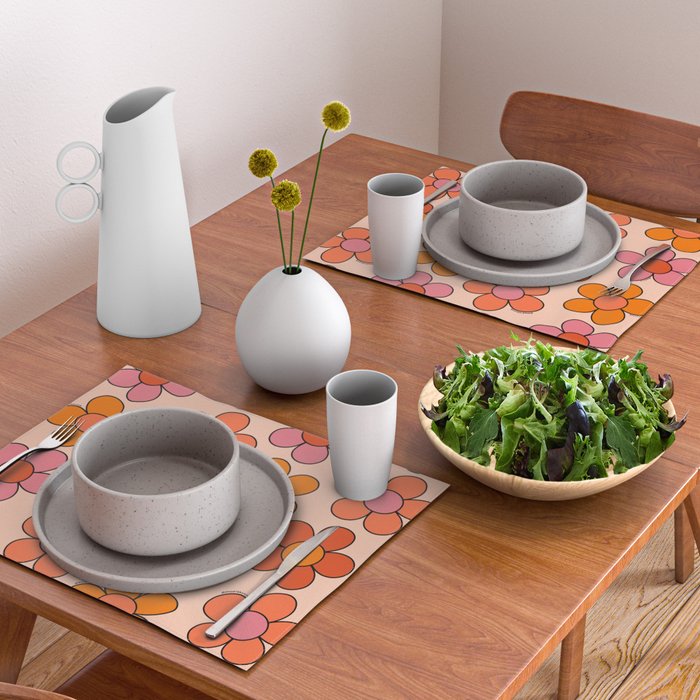 Groovy Flowers Print in Pink Placemat Gallery Image 2