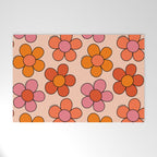 Groovy Flowers Print in Pink Welcome Mat Gallery Image 1