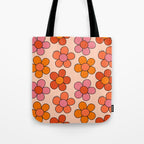 Groovy Flowers Print in Pink Tote Bag Gallery Image 1