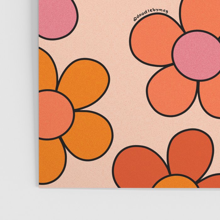 Groovy Flowers Print in Pink Poster Gallery Image 3